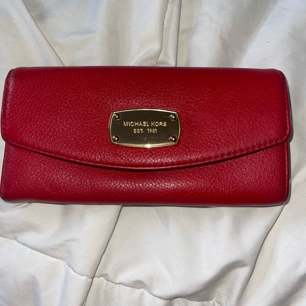 Michael Kors Cherry Red Leather Wallet